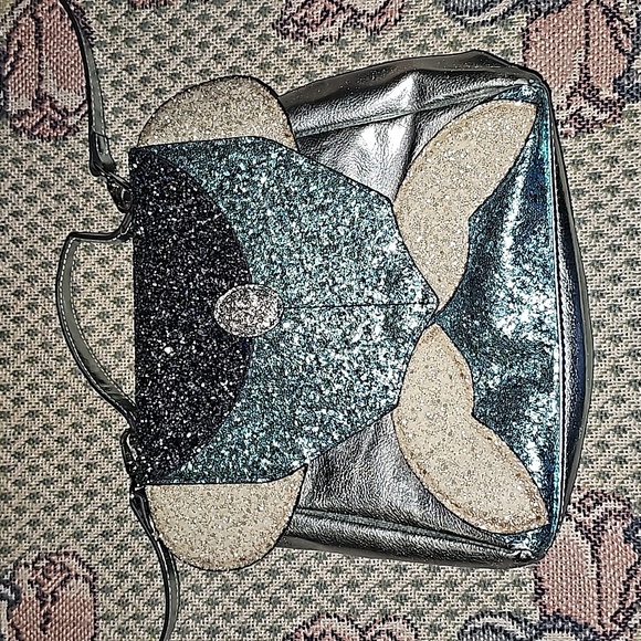 Disney X Danielle Nicole sequin crossbody satche top-handle blue metallic silver - Picture 2 of 7